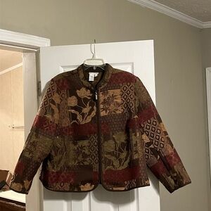 Preswick & Moore Red and Brown Bomber Jacket with Mandarin Collar